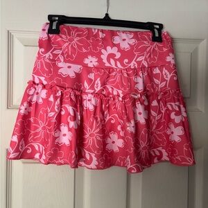 SHEIN Vibrant Pink Floral Skater Skirt